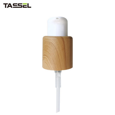 30ml 50ml Round Glass Bottle With Wooden Effect Treatment Pump Lock Type