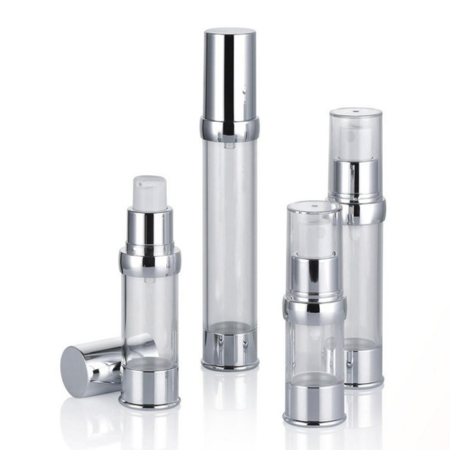 Cosmetic Airless Pump Bottle 10ml 15ml 20ml 30ml Round Shape With Cap