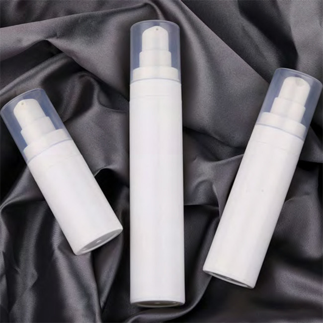 White Airless Bottles 15ml 30ml 50ml with Clear PP Cap round Shape