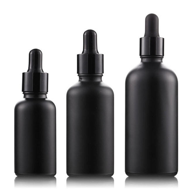 Empty Essential Oil Bottles Glass Dropper Bottle  Black Aluminium Dropper